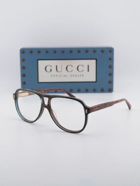 Gucci GG1044O 003 Aviator Eyeglasses –Brown 57mm